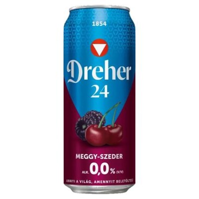 Alkoholmentes sör, 0,5 l, dobozos, DREHER "24", meggy-szeder