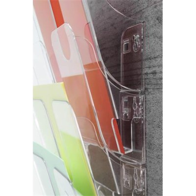 Prospektustartó, fali, álló, A4, DURABLE "FLEXIPLUS 6", áttetsző Prospektustartó, fali, álló, A4, DURABLE "FLEXIPLUS 6", áttetsző