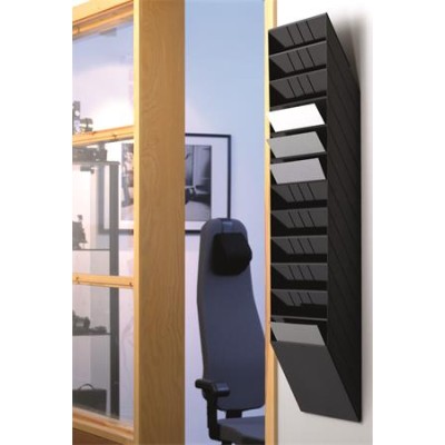 Prospektustartó, fali, álló, A4, DURABLE "FLEXIBOXX 12", fekete