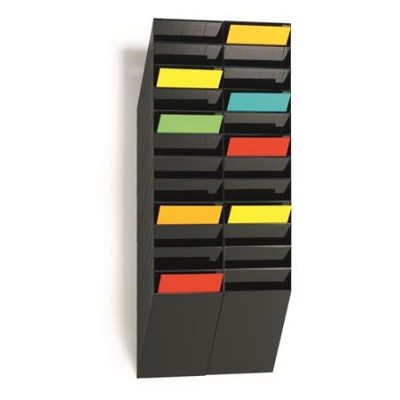 Prospektustartó, fali, álló, A4, DURABLE "FLEXIBOXX 12", fekete