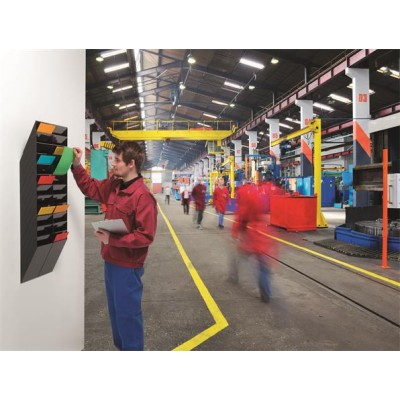 Prospektustartó, fali, álló, A4, DURABLE "FLEXIBOXX 12", fekete