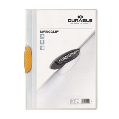 Gyorsfűző, klipes, A4, DURABLE "Swingclip® 30", sárga