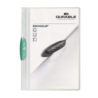 Gyorsfűző, klipes, A4, DURABLE "Swingclip® 30", sötétzöld