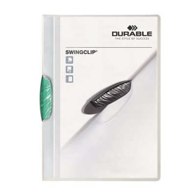 Gyorsfűző, klipes, A4, DURABLE "Swingclip® 30", sötétzöld