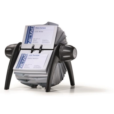 Névjegykártyatartó, műanyag, 400 db-os, forgatható, fekvő, DURABLE, "VISIFIX®", fekete