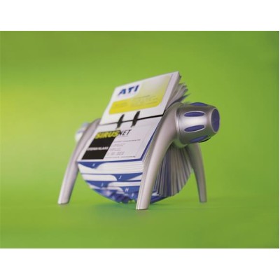 Névjegykártyatartó, műanyag, 400 db-os, forgatható, fekvő, DURABLE, "VISIFIX®", ezüst