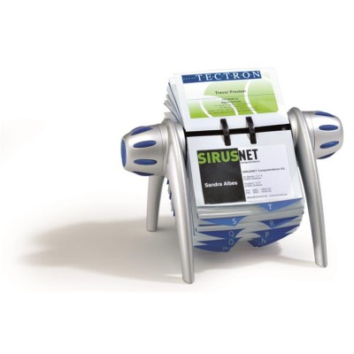 Névjegykártyatartó, műanyag, 400 db-os, forgatható, fekvő, DURABLE, "VISIFIX®", ezüst