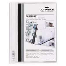 Gyorsfűző, A4, széles, panorámás, DURABLE "DURAPLUS®", fehér