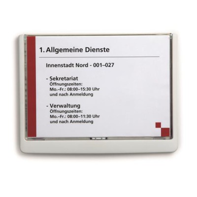 Információs tábla, 148,5x210 mm, DURABLE "CLICK SIGN", fehér