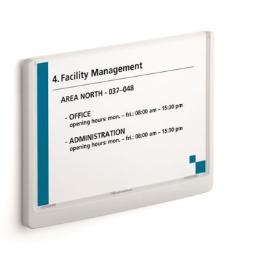Információs tábla, 148,5x210 mm, DURABLE "CLICK SIGN", fehér