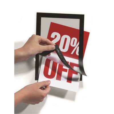 Infokeret, A5, öntapadó háttal, mágneses előlappal, DURABLE "DURAFRAME", ezüst-fekete