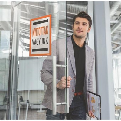 Infokeret, A4, öntapadó háttal, DURABLE "DURAFRAME®", narancssárga