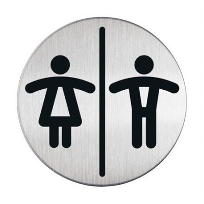 Információs tábla, rozsdamentes acél, DURABLE "Női-Férfi WC"