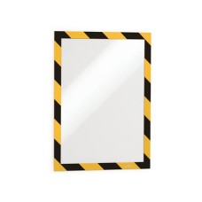 Infokeret, A4, öntapadó háttal, DURABLE "DURAFRAME SECURITY", sárga-fekete