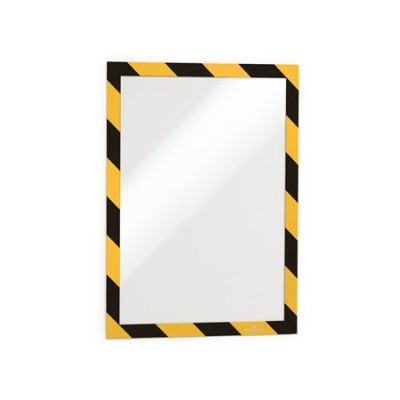 Infokeret, A4, öntapadó háttal, DURABLE "DURAFRAME SECURITY", sárga-fekete