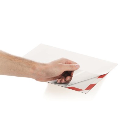 Infokeret, A4, öntapadó háttal, DURABLE "DURAFRAME SECURITY", piros-fehér
