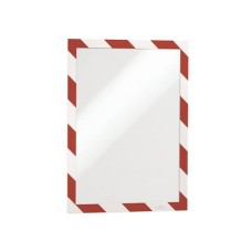 Infokeret, A4, öntapadó háttal, DURABLE "DURAFRAME SECURITY", piros-fehér