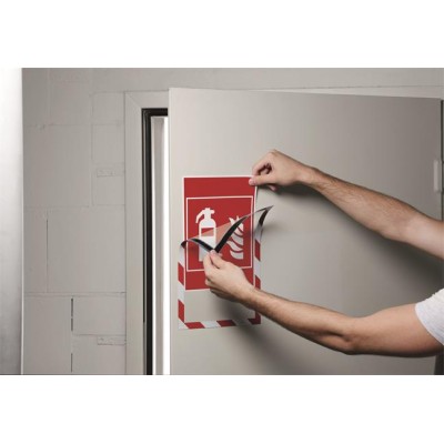Infokeret, A4, mágneses, DURABLE "DURAFRAME® MAGNETIC SECURITY", piros-fehér