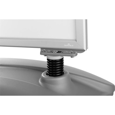 Megállító tábla, poszteres, talppal, A1, DURABLE "Heavy Base Outdoor", ezüst