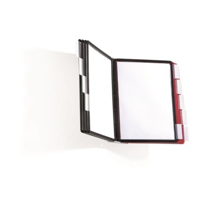 Bemutatótábla tartó, fali, 10 db bemutatótáblával, DURABLE "SHERPA WALL", piros