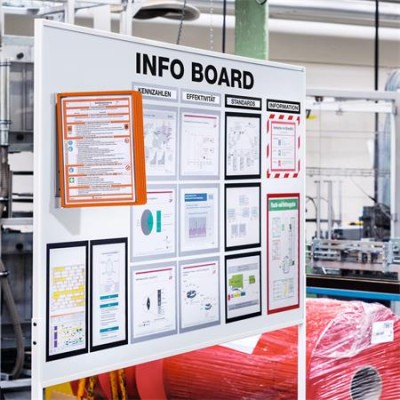 Bemutatótábla tartó, fali, mágneses, 5 db bemutatótáblával, DURABLE "VARIO® 5 MAGNET", narancssárga