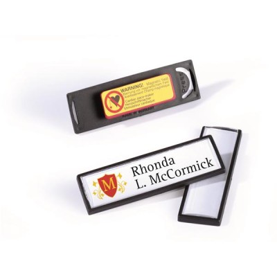 Névkitűző, 17x67 mm, mágneses, DURABLE "CLIP CARD", fekete