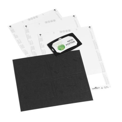 Névkitűző, 54x90 mm, újrafeldolgozott karton, DURABLE, fekete