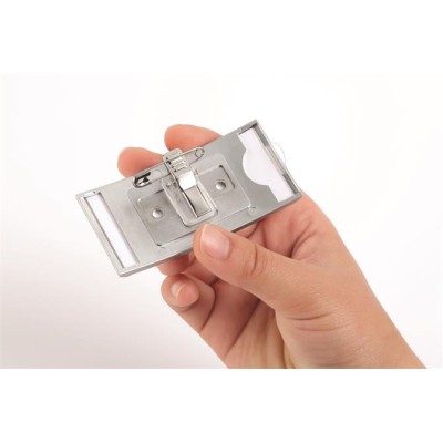Névkitűző, 34x74 mm, mágneses, DURABLE "CLASSIC", ezüst