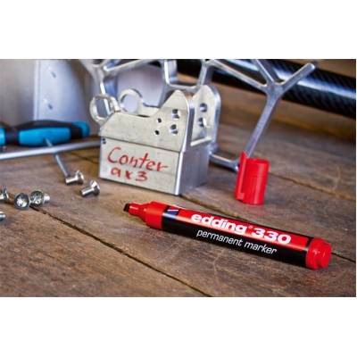 Alkoholos marker, 1-5 mm, vágott, EDDING "330", piros