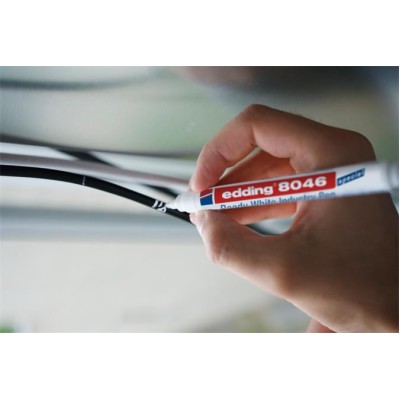 Alkoholos marker, 1-3 mm, kúpos, ipari, EDDING "8046", fehér