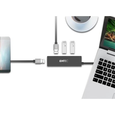 USB elosztó-HUB, 4xUSB 3.1/1xUSB micro, EMTEC "T620A"