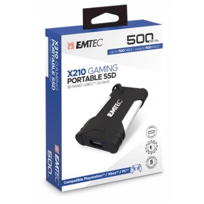 SSD (külső memória), 500GB, USB 3.2, EMTEC "X210G Gaming"