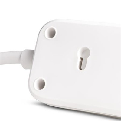 Elosztósor, 4 aljzat, 1,5 m, USB, kapcsolóval, ENTAC, fehér