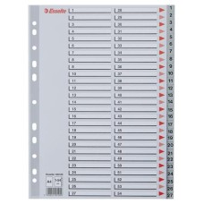 Regiszter, műanyag, A4, 1-54, ESSELTE, szürke