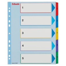 Regiszter, laminált karton, A4 maxi, 1-5, újraírható, ESSELTE