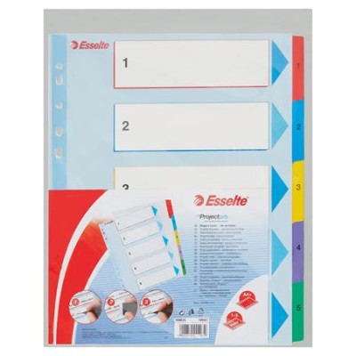 Regiszter, laminált karton, A4 maxi, 1-5, újraírható, ESSELTE