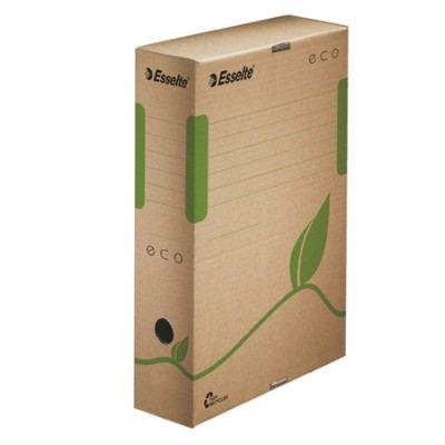 Archiválódoboz, A4, 80 mm, újrahasznosított karton, ESSELTE "Eco", barna