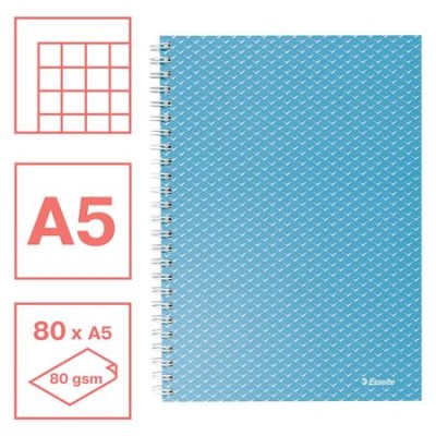 Spirálfüzet, A5, kockás, 80 lap, ESSELTE  "Colour`Breeze", kék
