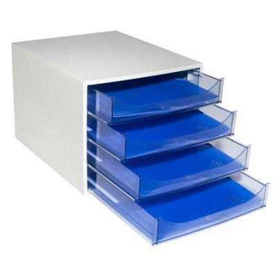 Irattároló, műanyag, 4 fiókos, EXACOMPTA "Ecobox Linicolor", jégkék