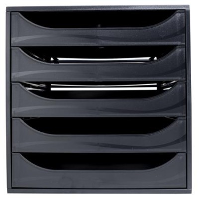 Irattároló, műanyag, 5 fiókos, EXACOMPTA "Ecobox ExoBlack", fekete