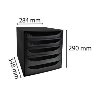 Irattároló, műanyag, 5 fiókos, EXACOMPTA "Ecobox ExoBlack", fekete
