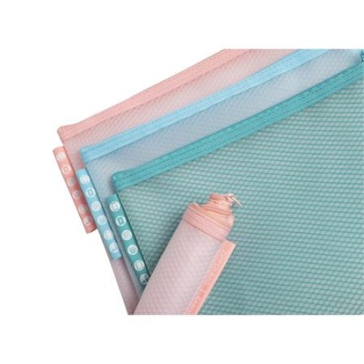Rendszerező tasak, cipzáras, hálós, A5, EXACOMPTA "Chromaline Pastel", vegyes színek