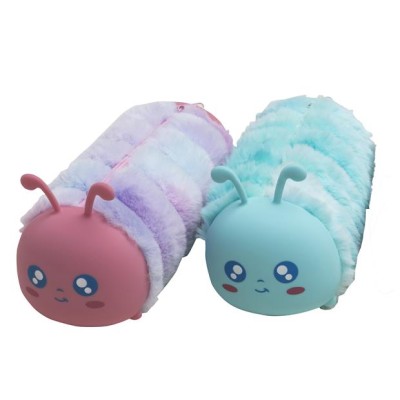 Tolltartó, cipzáras, szőrme-szilikon, EXACOMPTA "Caterpillar", vegyes színek