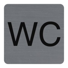 Információs tábla, öntapadó, 7,5x7,5 cm, alumíniumhatású, EXACOMPTA, "WC"