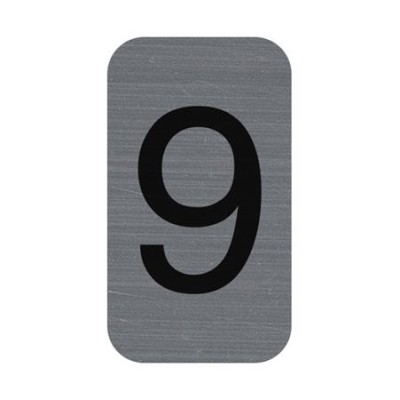 Információs tábla, öntapadó, 2,5x4,4 cm, alumíniumhatású, EXACOMPTA, 9-es