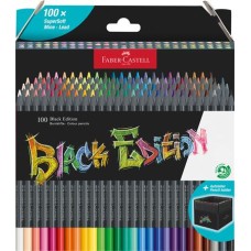 Színes ceruza készlet, háromszögletű, FABER-CASTELL "Black Edition", 100 különböző szín