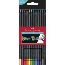 Színes ceruza készlet, háromszögletű, FABER-CASTELL "Black Edition", 12 különböző szín