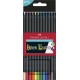 Színes ceruza készlet, háromszögletű, FABER-CASTELL "Black Edition", 12 különböző szín