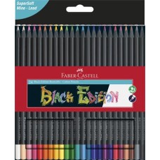 Színes ceruza készlet, háromszögletű, FABER-CASTELL "Black Edition", 24 különböző szín