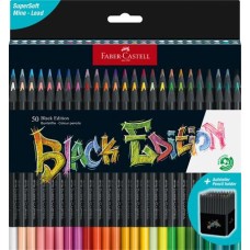Színes ceruza készlet, háromszögletű, FABER-CASTELL "Black Edition", 50 különböző szín